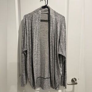 Athleta Gray Open Front Cardigan Medium Cozy Lightweight Drape Sweater